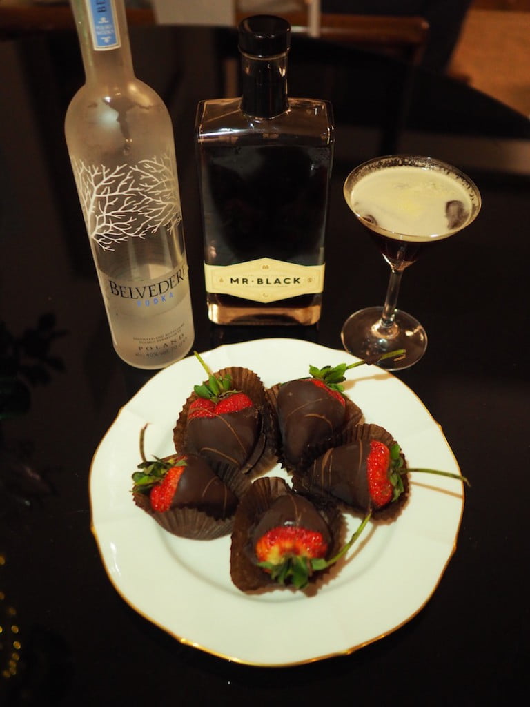 dinner party choc dipped strawberries espresso martini