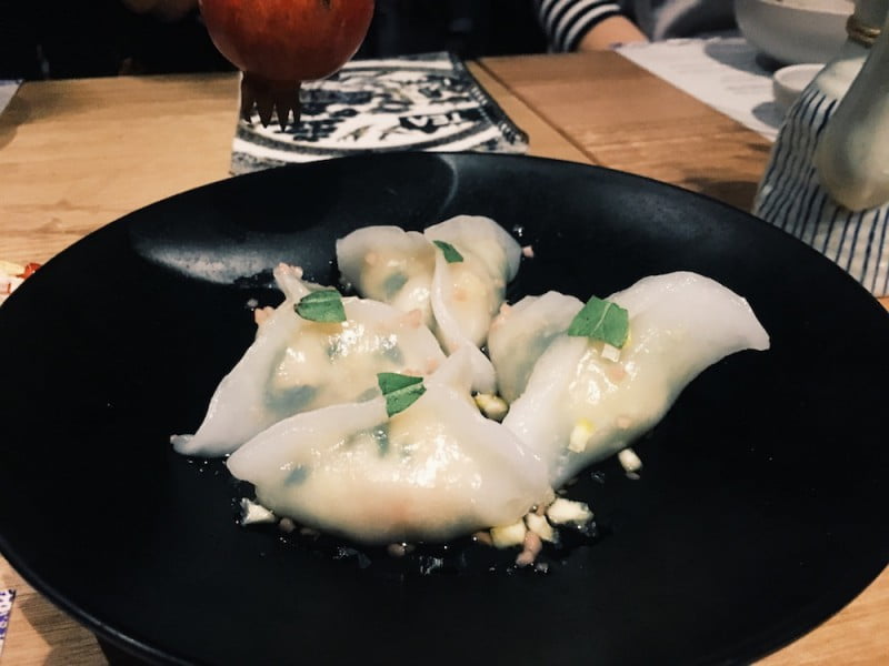 Prawn and spinach dumplings