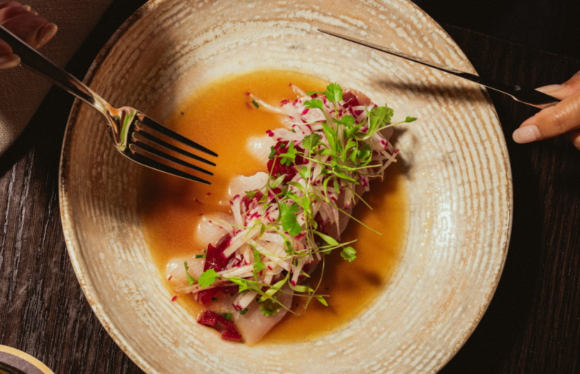 Sashimi on a white plate