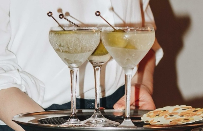 Three Martinis on a tray at Jane Surry Hills