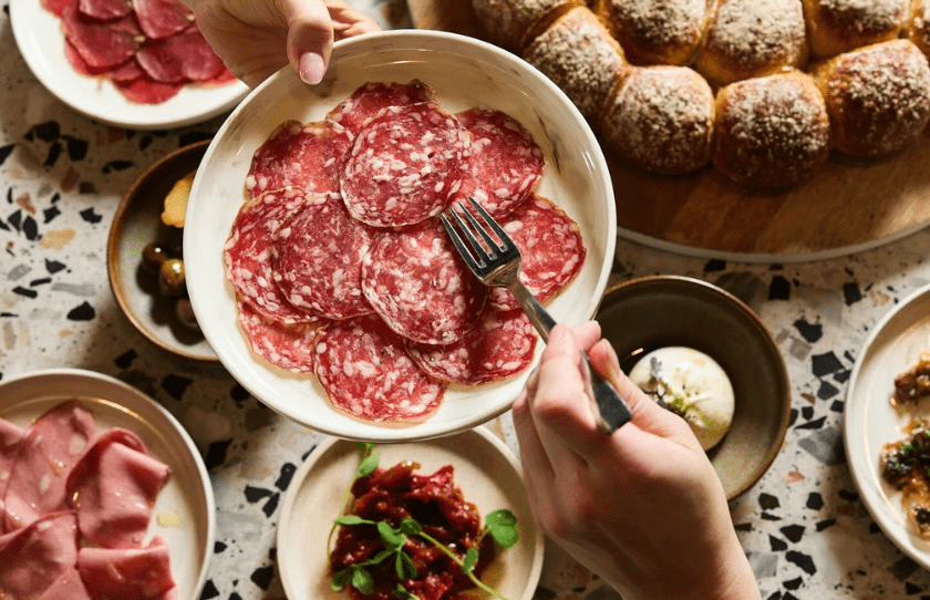 Antipasto Overhead Image, Salami - Father's Day Lunch