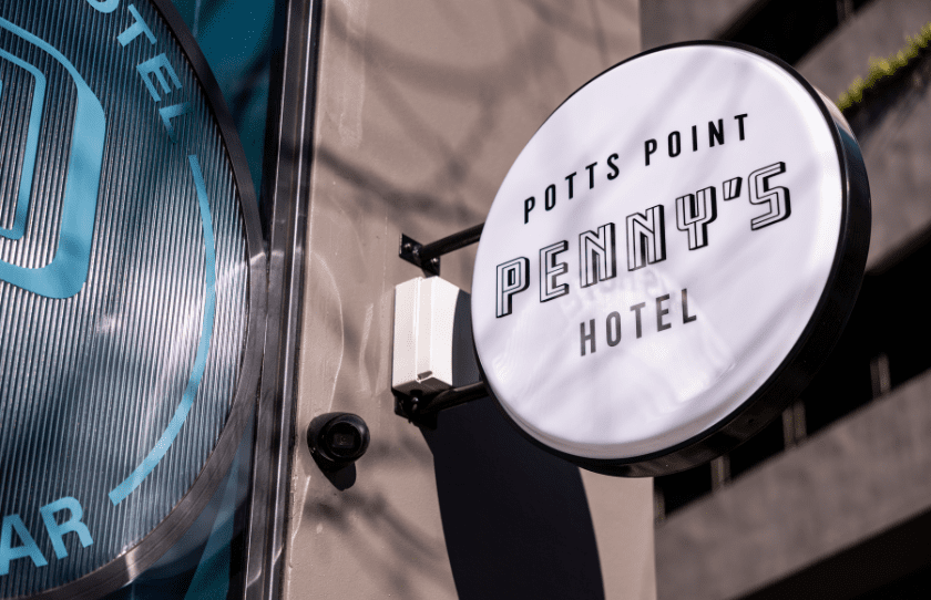 Outside sign for Penny's Potts Point